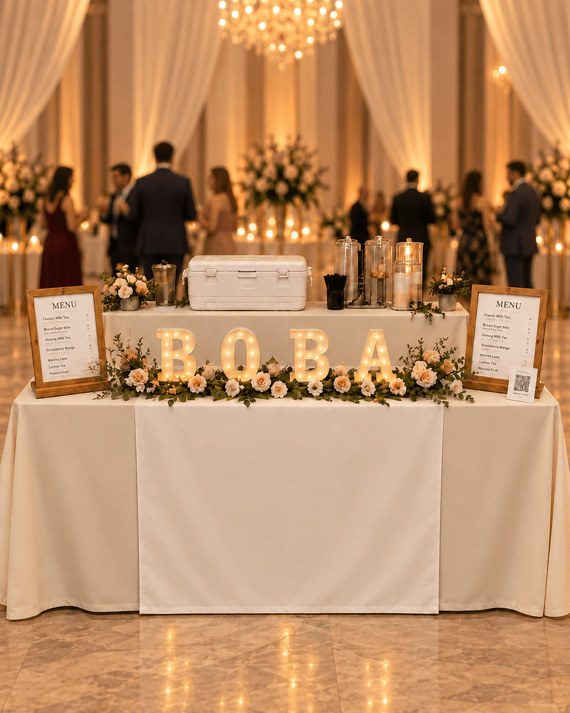 Sunset Tea full booth service at a wedding